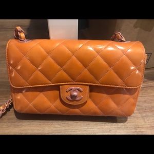 Authentic Channel single flap patent orange bad